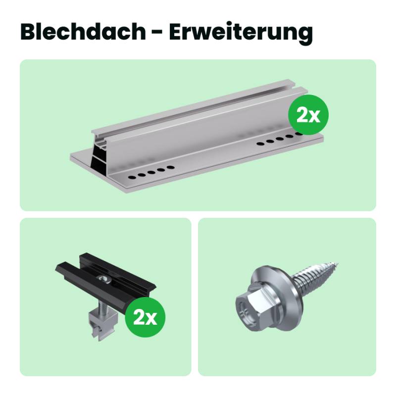 Blechdach Montage-Komplettset für Balkonkraftwerk & Solaranlagen von SolGenix