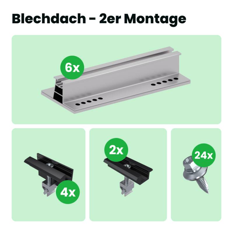 Blechdach Montage-Komplettset für Balkonkraftwerk & Solaranlagen von SolGenix