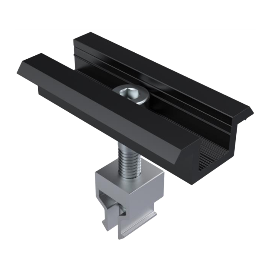 Schwarze Mittelklemme für Solarmodule 30mm (28mm - 32mm) von SolGenix