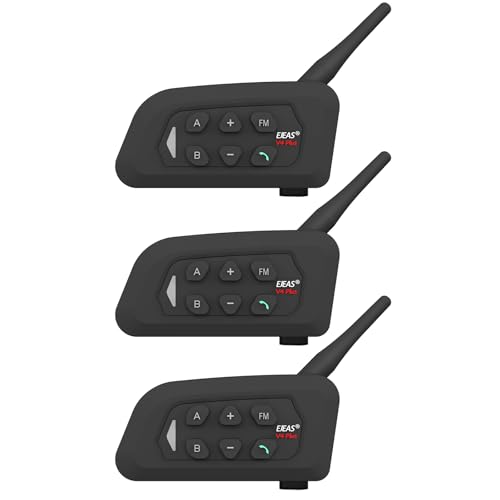 SolaMr V4 Plus Intercom Headset Motorrad, Motorrad Helm Bluetooth Headset, 4 Fahrten Gruppen Helm Gegensprechanlage für Motorräder, Ski, Fußball Schiedsrichter in 1500 Metern Reichweite - 3 Pack SolaMr V4 Plus Intercom Headset Motorrad, Motorrad Helm Bluetooth Headset, 4 Fahrten Gruppen Helm Gegensprechanlage für Motorräder, Ski, Fußball Schiedsrichter in 1500 Metern Reichweite - 3 Pack von SolaMr