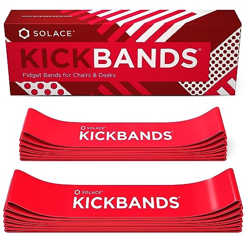 KICK BANDS Stuhlbänder für Kinder mit zappeligen Füßen, 12 Stück, ADHS Fidget Kickbands für Klassenzimmerstühle und Schreibtische – Solace sensorisches Kickband (rot) von Solace