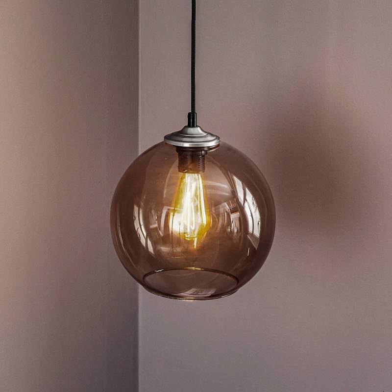 Hängelampe Ball Glas-Kugelschirm rauchgrau Ø25cm von Solbika Lighting