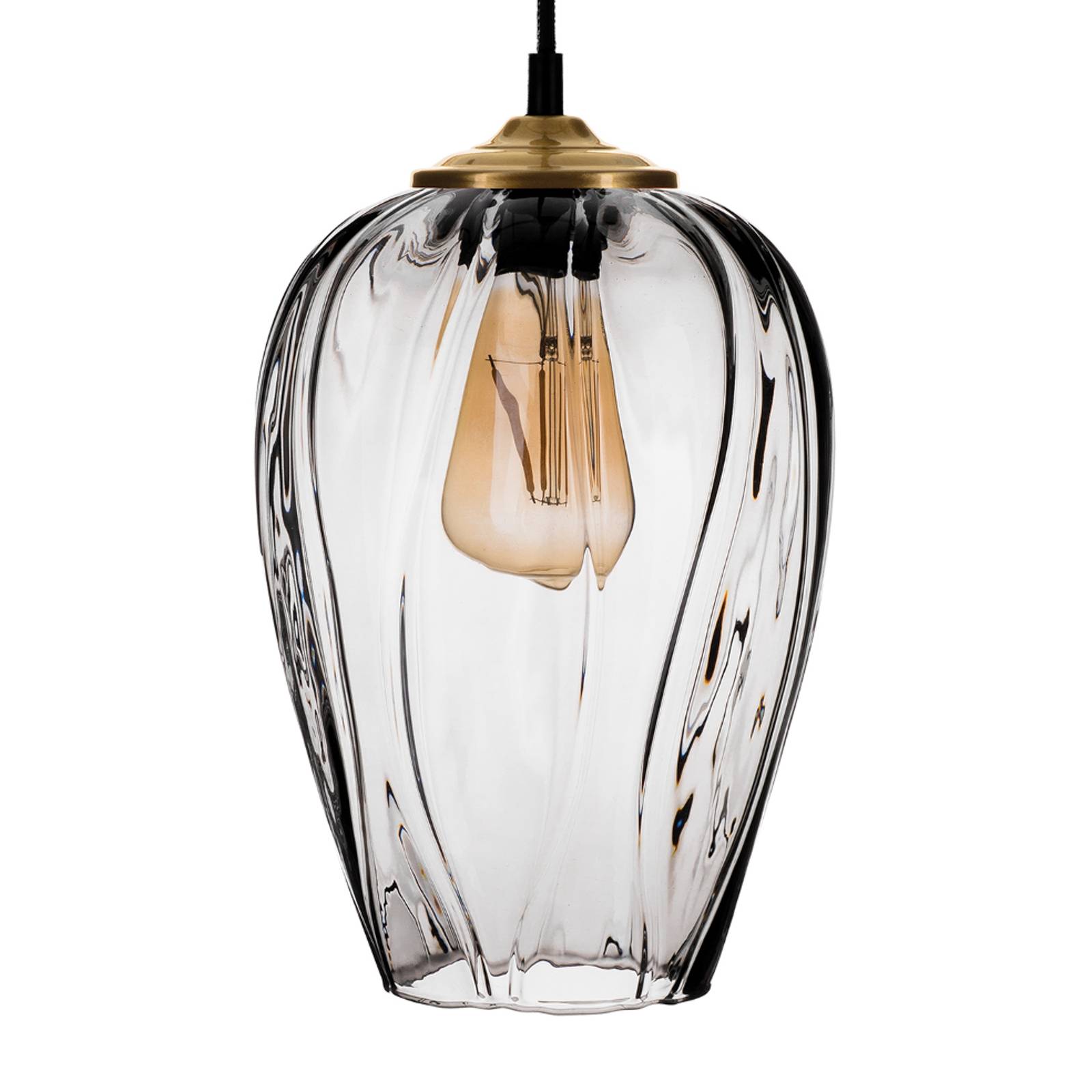 Hängelampe Linkeus II, Glas rauchgrau, dreiflammig Hängelampe Linkeus II, Glas rauchgrau, dreiflammig von Solbika Lighting