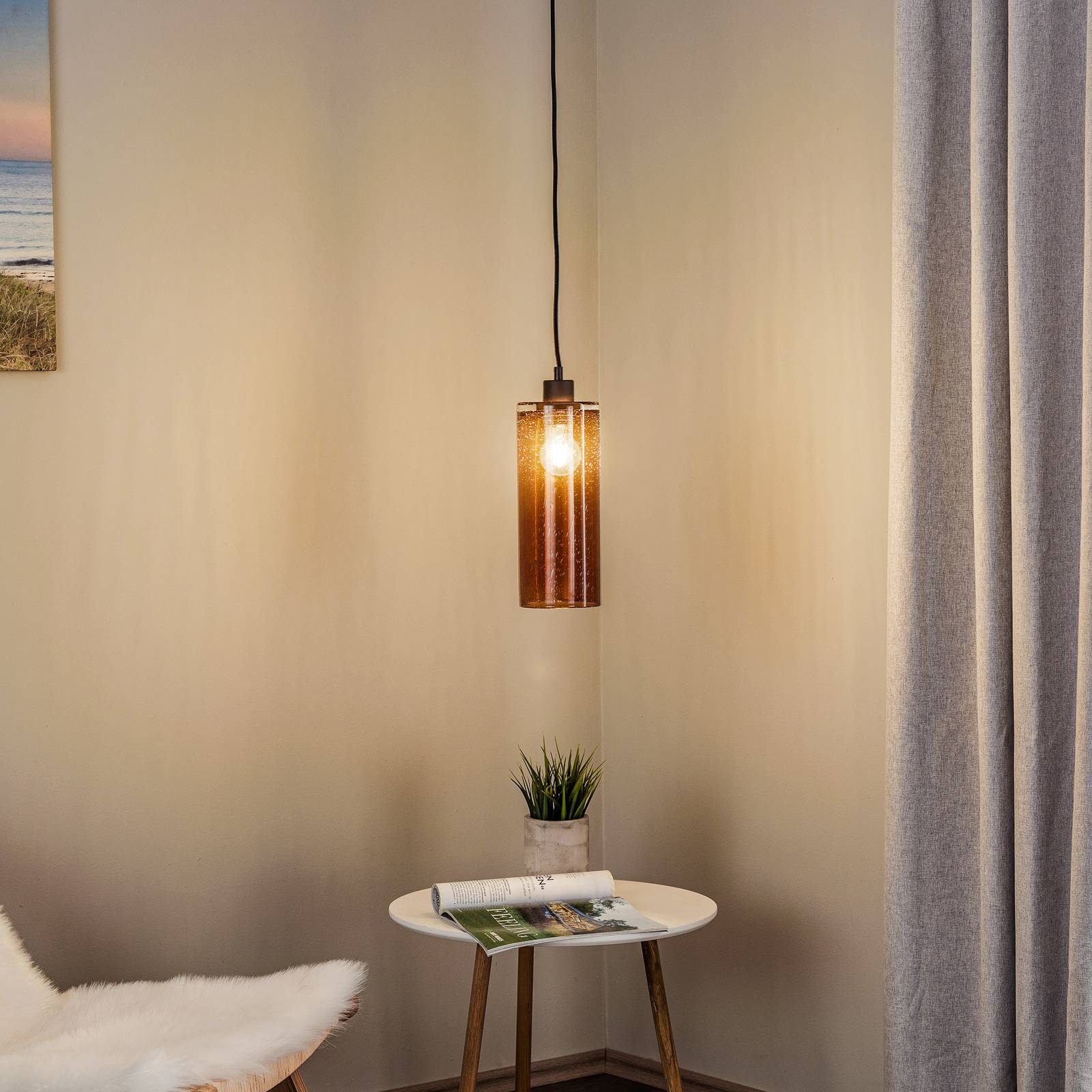 Hängelampe Soda Glaszylinder amber Ø 12cm Hängelampe Soda Glaszylinder amber Ø 12cm von Solbika Lighting