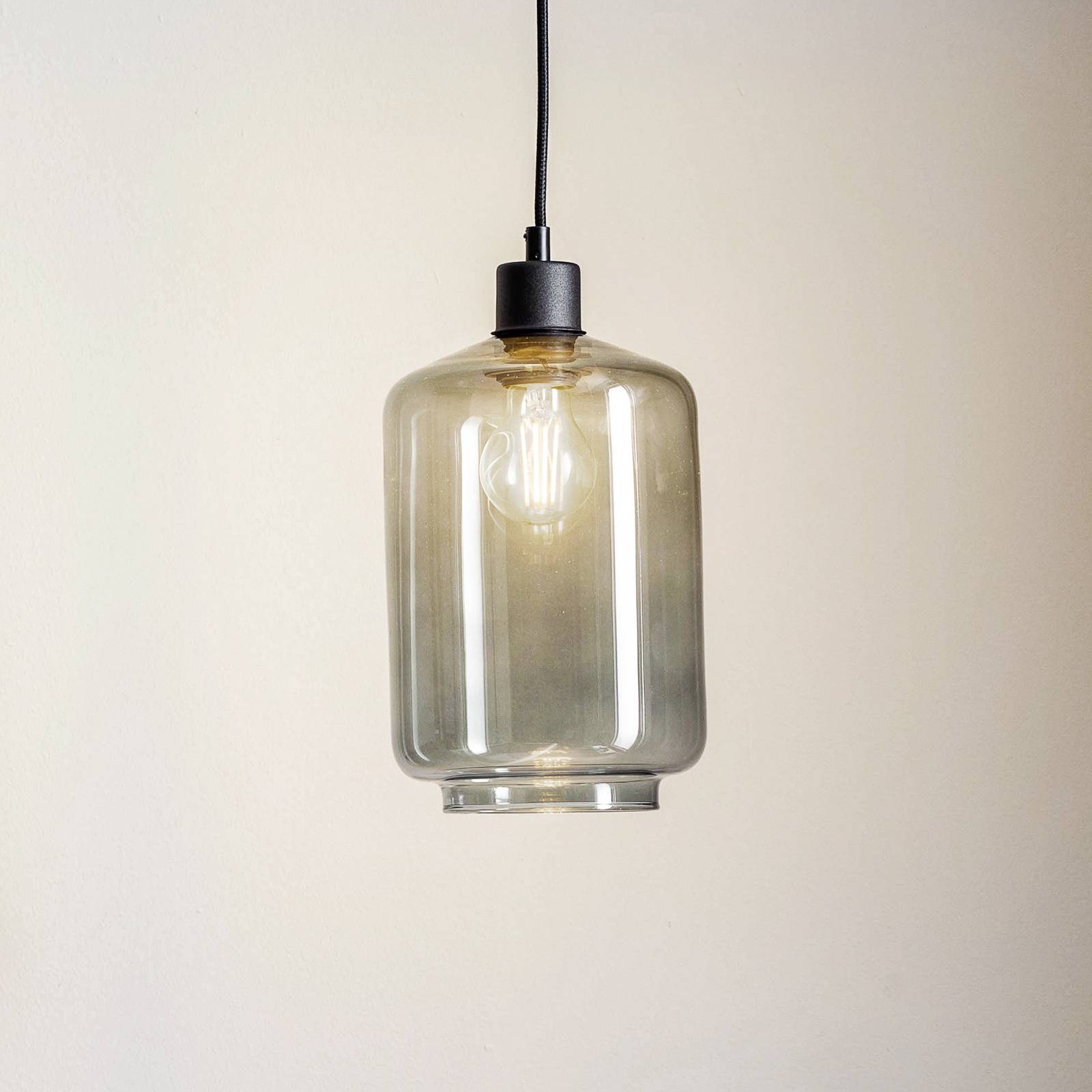 Hängeleuchte Tube mit Glasschirm rauchgrau Ø 17cm Hängeleuchte Tube mit Glasschirm rauchgrau Ø 17cm von Solbika Lighting