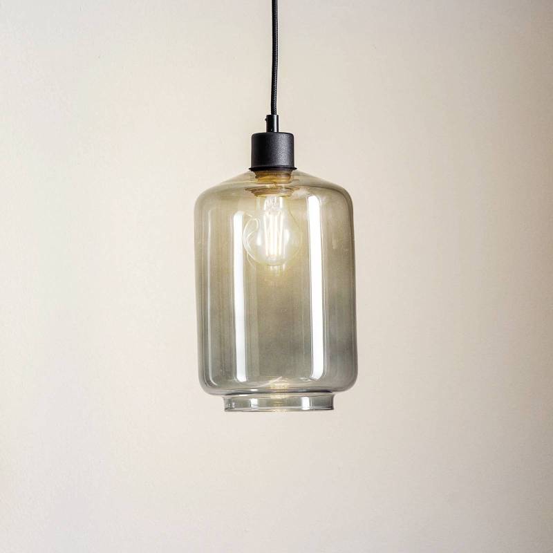 Hängeleuchte Tube mit Glasschirm rauchgrau Ø 17cm von Solbika Lighting