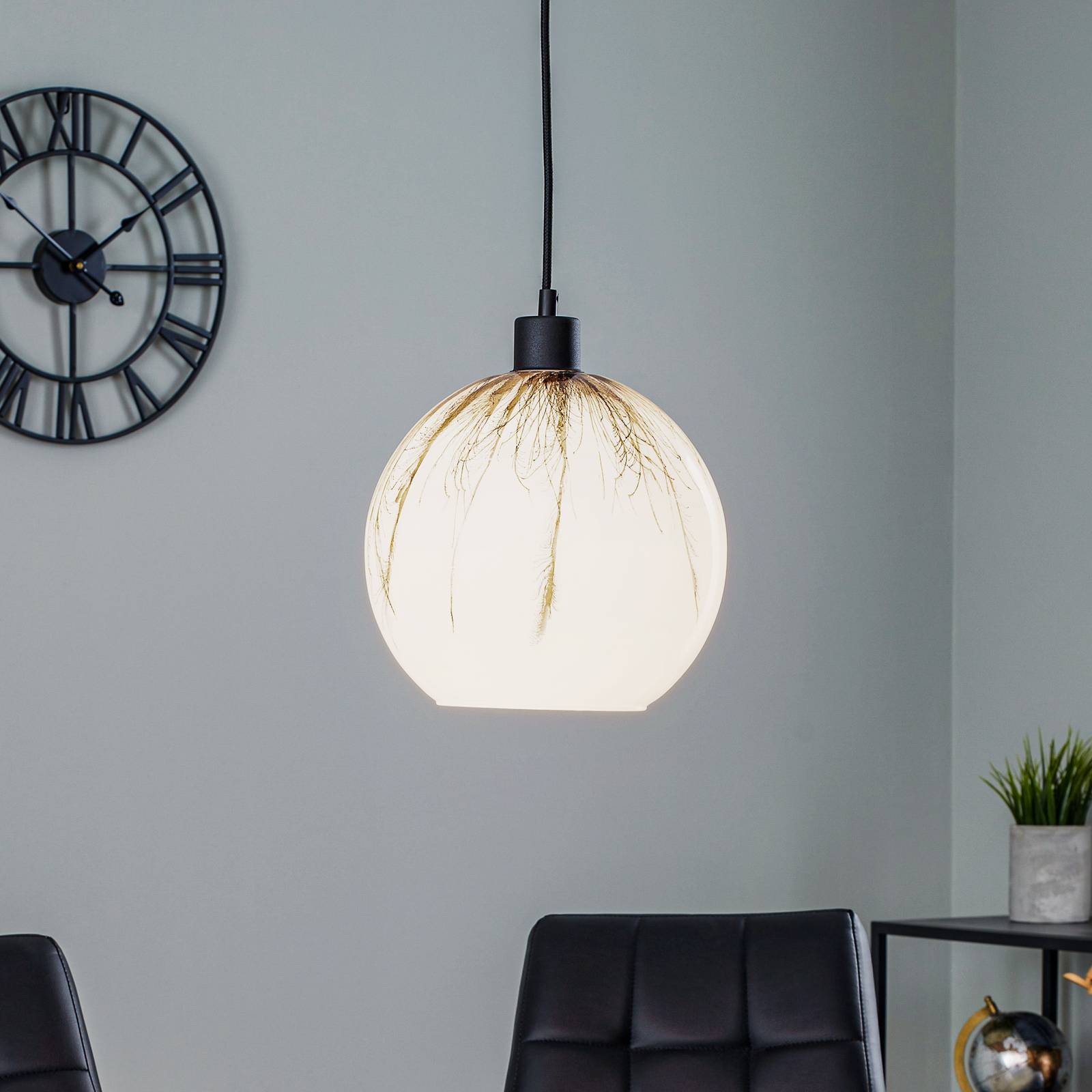 Pendellampe Ball Löwenzahndekor oben Ø 25cm Pendellampe Ball Löwenzahndekor oben Ø 25cm von Solbika Lighting