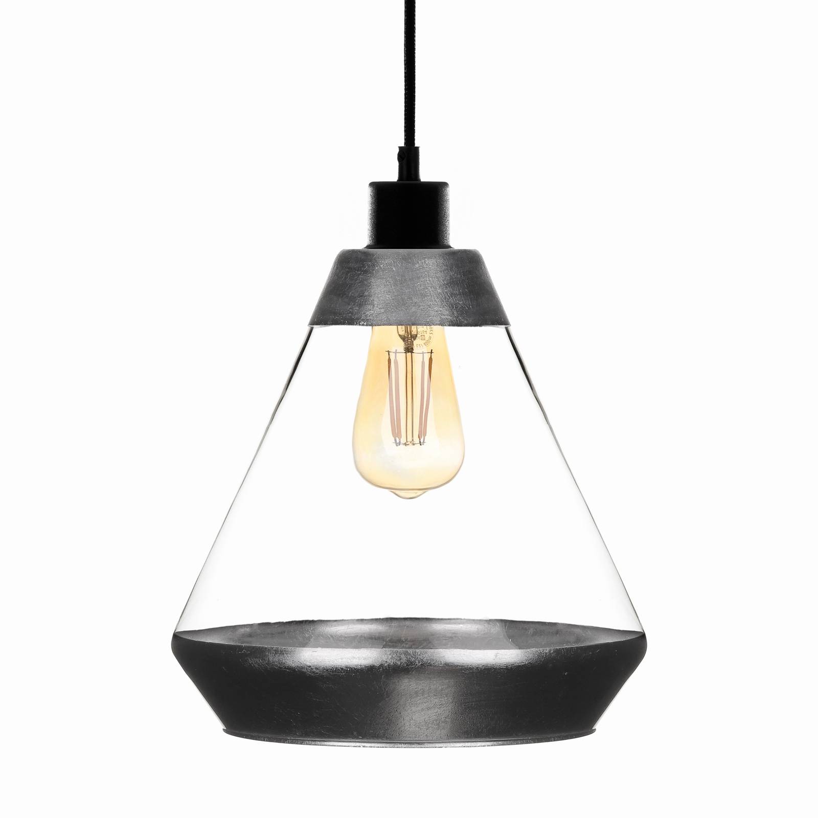 Pendelleuchte Lonceng aus Glas, Dekor silber Pendelleuchte Lonceng aus Glas, Dekor silber von Solbika Lighting