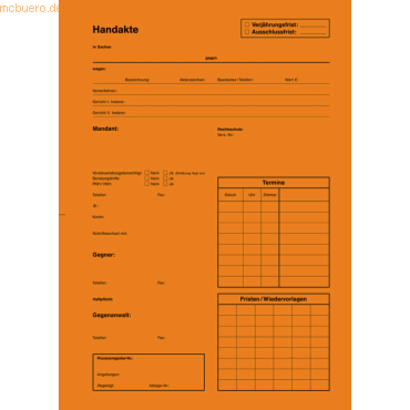 Soldan AdvoBedarf Handaktenbogen 3310814 Tauenkarton orange 100 Stück Soldan AdvoBedarf Handaktenbogen 3310814 Tauenkarton orange 100 Stück von Soldan