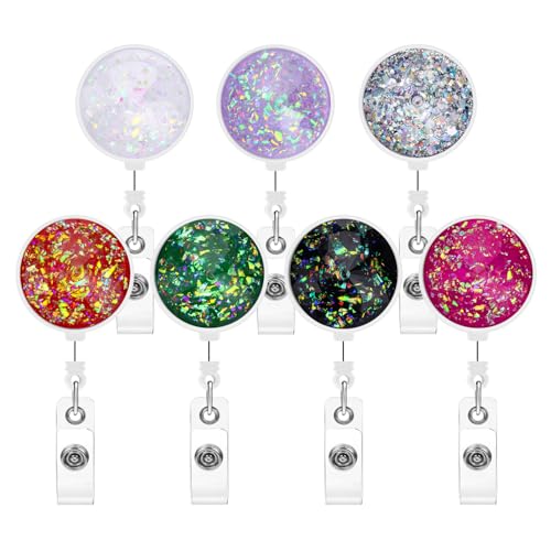 Soleebee Ausziehbare Ausweishalter für Krankenschwestern, mit 360° drehbarem Krokodilclip und 61 cm langer robuster Nylonschnur, glitzernde Pailletten, Diamantform, 7 Stück Soleebee Ausziehbare Ausweishalter für Krankenschwestern, mit 360° drehbarem Krokodilclip und 61 cm langer robuster Nylonschnur, glitzernde Pailletten, Diamantform, 7 Stück von Soleebee