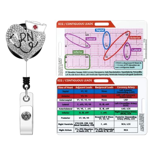 Soleebee Ausziehbare Ausweishilfe für Krankenschwestern, mit doppelseitigem EKG/EKG-Stemi-Analyseabzeichen, für Krankenschwestern, schnelle Interpretationsanleitung, horizontales und vertikales Soleebee Ausziehbare Ausweishilfe für Krankenschwestern, mit doppelseitigem EKG/EKG-Stemi-Analyseabzeichen, für Krankenschwestern, schnelle Interpretationsanleitung, horizontales und vertikales von Soleebee