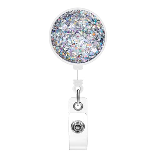 Soleebee Ausziehbarer Ausweishalter, glitzernde Pailletten, Diamantform, Abzeichenspulen mit 360° drehbarem Krokodilclip, Ausweis-Clip für Krankenschwestern, Studenten, 61 cm (24 Zoll) von Soleebee