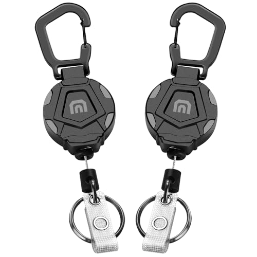 Soleebee Einziehbarer Schlüsselanhänger, Schwerer Karabinerhaken Badge Holder mit 80cm Ausziehbarer Stahlseil Schlüsselkette Und Schlüsselring JoJo Ausziehbar ID-Ausweishalter für Kartenhalter (2 G) von Soleebee