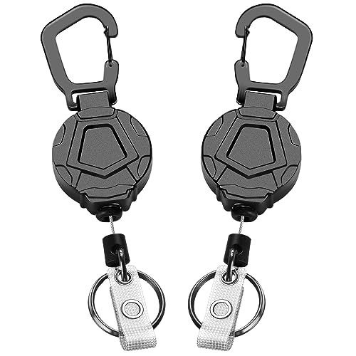 Soleebee Einziehbarer Schlüsselanhänger, Schwerer Karabinerhaken Badge Holder mit 80cm Ausziehbarer Stahlseil Schlüsselkette Und Schlüsselring JoJo Ausziehbar ID-Ausweishalter für Kartenhalter (2 E) von Soleebee