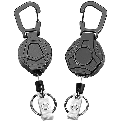 Soleebee Einziehbarer Schlüsselanhänger, Schwerer Karabinerhaken Badge Holder mit 80cm Ausziehbarer Stahlseil Schlüsselkette Und Schlüsselring JoJo Ausziehbar ID-Ausweishalter für Kartenhalter (D + E) von Soleebee
