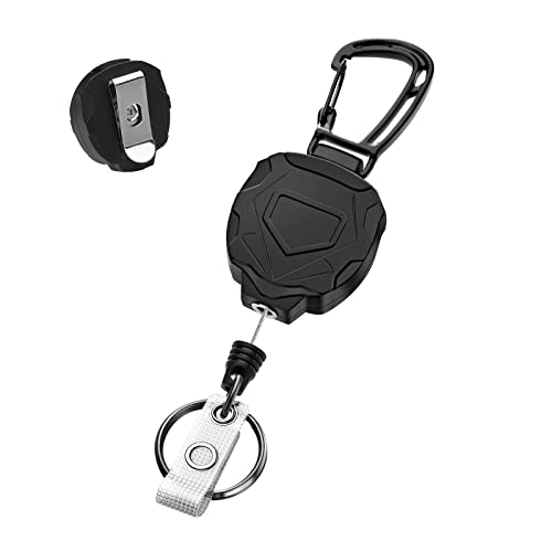 Soleebee Einziehbarer Schlüsselanhänger, Schwerer Karabinerhaken Badge Holder mit 80cm Ausziehbarer Stahlseil Schlüsselkette Und Schlüsselring JoJo Ausziehbar ID-Ausweishalter für Kartenhalter (C) von Soleebee