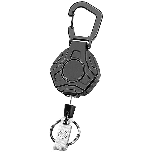Soleebee Einziehbarer Schlüsselanhänger, Schwerer Karabinerhaken Badge Holder mit 80cm Ausziehbarer Stahlseil Schlüsselkette Und Schlüsselring JoJo Ausziehbar ID-Ausweishalter für Kartenhalter (D) von Soleebee