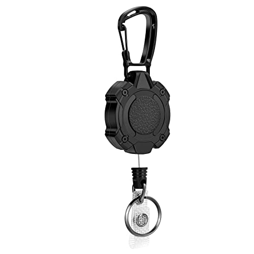 Soleebee Einziehbarer Schlüsselanhänger, Schwerer Karabinerhaken Badge Holder mit 80cm Ausziehbarer Stahlseil Schlüsselkette Und Schlüsselring JoJo Ausziehbar ID-Ausweishalter für Kartenhalter (A) von Soleebee