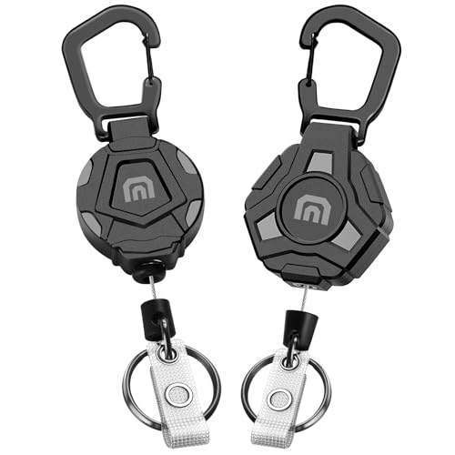 Soleebee Einziehbarer Schlüsselanhänger, Schwerer Karabinerhaken Badge Holder mit 80cm Ausziehbarer Stahlseil Schlüsselkette Und Schlüsselring JoJo Ausziehbar ID-Ausweishalter für Kartenhalter (F + G) von Soleebee