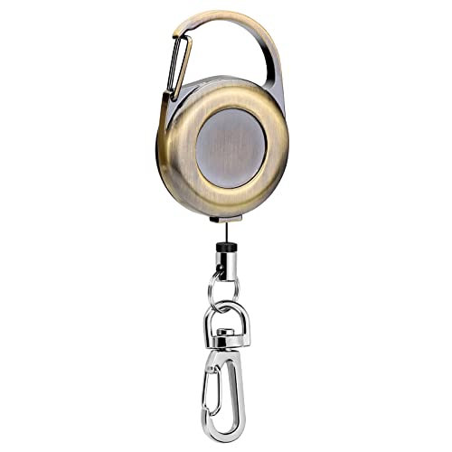 Soleebee Einziehbarer Schlüsselanhänger, Vintage Metall Retractable Badge Reel Schlüssel JoJo Karabiner Ausweis JoJo Ausziehbar ID-Ausweishalter für Kartenhalter (Bronze) von Soleebee