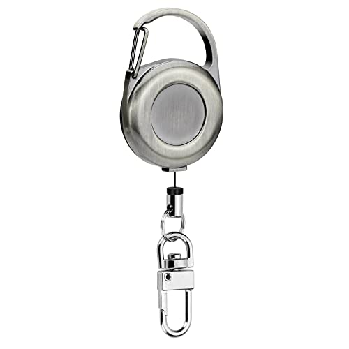 Soleebee Einziehbarer Schlüsselanhänger, Vintage Metall Retractable Badge Reel Schlüssel JoJo Karabiner Ausweis JoJo Ausziehbar ID-Ausweishalter für Kartenhalter (Kohlegrau) von Soleebee