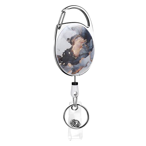 Soleebee Schlüssel JoJo Ausziehbar Karabiner, Beidseitig Motiv Ausweis JoJo Schlüsselanhänger für Krankenschwester Lehrer Student, ID Name Badge Holder mit Gürtelclip für Kartenhalter (Marmor B) von Soleebee