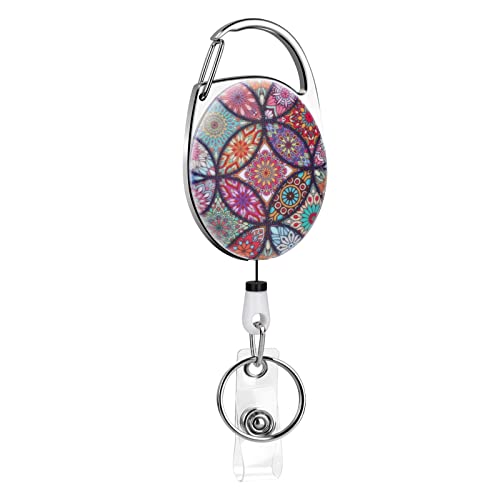 Soleebee Schlüssel JoJo Ausziehbar Karabiner, Beidseitig Motiv Ausweis JoJo Schlüsselanhänger für Krankenschwester Lehrer Student, ID Name Badge Holder mit Gürtelclip für Kartenhalter (Kaleidoskop) von Soleebee