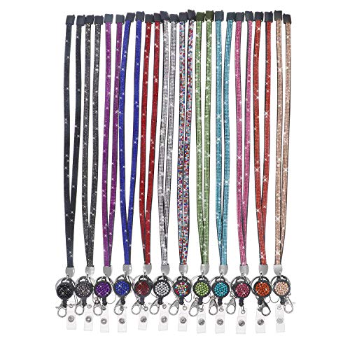 Soleebee Trageband 80cm Bling feinste Kristalldiamant Leder Schlüsselband Umhängeband Lanyard mit Karabinerhaken Schlüsselring für Schlüsselanhänger - 12 Stück (mit JoJo) von Soleebee