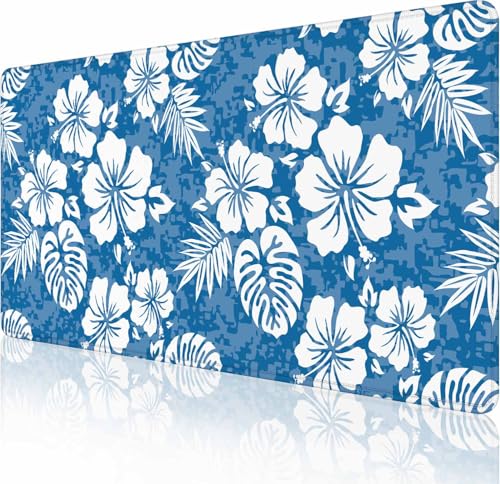 Gaming-Mauspad, groß, rutschfeste Gummiunterseite, Tastatur-Mauspad, Schreibtischunterlage mit genähten Kanten, 89,9 x 40,9 cm, tropisches Hawaii-Hibiskusblumen-Design Gaming-Mauspad, groß, rutschfeste Gummiunterseite, Tastatur-Mauspad, Schreibtischunterlage mit genähten Kanten, 89,9 x 40,9 cm, tropisches Hawaii-Hibiskusblumen-Design von Solekla