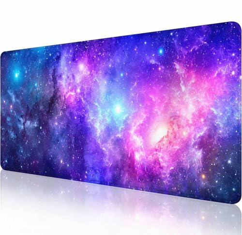 Großes Gaming-Mauspad mit Galaxy-Motiv, 80 x 30 cm lang, Computer-Tastatur, Mauspad mit rutschfester Unterseite und genähtem Rand für Gaming und Büro von Solekla
