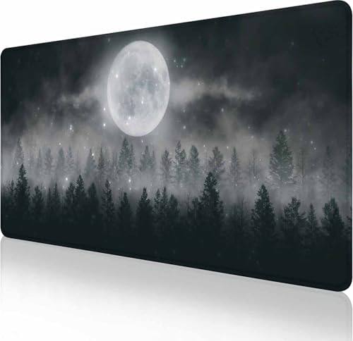 Großes Gaming-Mauspad mit genähten Kanten, Galaxie-Schreibtischmatte, erweiterte Tastaturunterlage, rutschfeste Gummiunterseite, Schreibtischunterlage für Tastatur und Maus, 90 x 40 cm, Nebeliger von Solekla