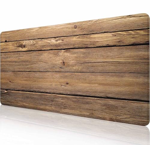 Großes Gaming-Mauspad mit genähten Kanten, Holzkunst-Schreibtischmatte, erweiterte Tastaturunterlage, rutschfeste Gummiunterseite, Schreibtischunterlage für Tastatur und Maus, 80 x 29 cm von Solekla