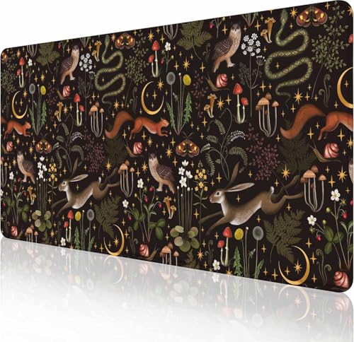 Großes Gaming-Mauspad mit genähten Kanten, Schreibtischmatte, erweiterte Tastaturunterlage, rutschfeste Gummiunterseite, Schreibtischunterlage für Tastatur und Maus, 90 x 40 cm, Feenwald-Muster Großes Gaming-Mauspad mit genähten Kanten, Schreibtischmatte, erweiterte Tastaturunterlage, rutschfeste Gummiunterseite, Schreibtischunterlage für Tastatur und Maus, 90 x 40 cm, Feenwald-Muster von Solekla