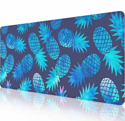 Großes Gaming-Mauspad mit genähten Kanten, Vintage-Ananas-Schreibtischmatte, erweitertes XL-Tastatur-Pad, rutschfeste Gummiunterseite, Schreibtischunterlage für Tastatur und Maus, 80 x 29 cm von Solekla