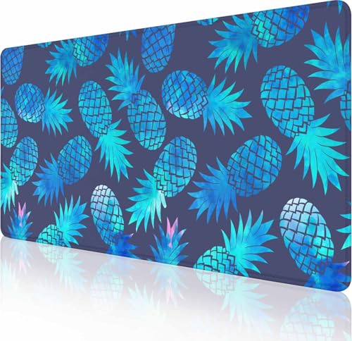 Großes Gaming-Mauspad mit genähten Kanten, Vintage-Ananas-Schreibtischmatte, erweitertes XL-Tastatur-Pad, rutschfeste Gummiunterseite, Schreibtischunterlage für Tastatur und Maus, 90 x 40 cm von Solekla