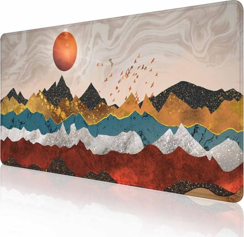 Großes Gaming-Mauspad mit genähten Kanten, bunte Landschafts-Schreibtischmatte, erweiterte Tastaturunterlage, rutschfeste Gummiunterseite, Schreibtischunterlage für Tastatur und Maus, 90 x 40 cm Großes Gaming-Mauspad mit genähten Kanten, bunte Landschafts-Schreibtischmatte, erweiterte Tastaturunterlage, rutschfeste Gummiunterseite, Schreibtischunterlage für Tastatur und Maus, 90 x 40 cm von Solekla