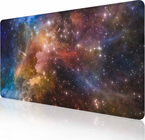 Großes Gaming-Mauspad mit genähten Kanten, bunter Galaxienebel, erweiterte Tastaturunterlage, rutschfeste Gummiunterseite, Schreibtischunterlage für Tastatur und Maus, 90 x 40 cm Großes Gaming-Mauspad mit genähten Kanten, bunter Galaxienebel, erweiterte Tastaturunterlage, rutschfeste Gummiunterseite, Schreibtischunterlage für Tastatur und Maus, 90 x 40 cm von Solekla