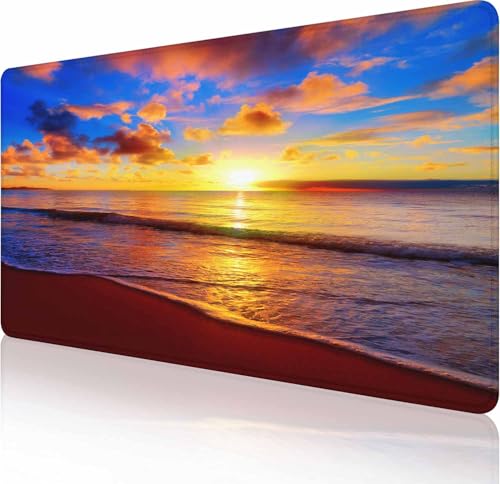 Großes erweitertes Gaming-Mauspad mit genähten Kanten, rutschfeste Gummiunterseite, Mauspad für Büro, Computer, Tastatur, Laptop und Schreibtischunterlage für Zuhause, 80 x 40 cm, Sonnenuntergang am Großes erweitertes Gaming-Mauspad mit genähten Kanten, rutschfeste Gummiunterseite, Mauspad für Büro, Computer, Tastatur, Laptop und Schreibtischunterlage für Zuhause, 80 x 40 cm, Sonnenuntergang am von Solekla