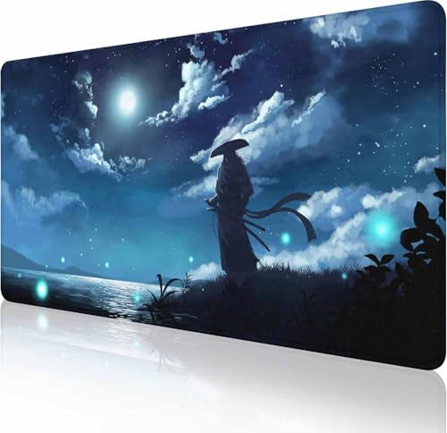 Großes erweitertes Gaming-Mauspad mit genähten Kanten, rutschfeste Gummiunterseite, Mauspad für Büro, Computer, Tastatur, Laptop und Schreibtischunterlage für Zuhause, 80 x 40 cm, japanischer Samurai Großes erweitertes Gaming-Mauspad mit genähten Kanten, rutschfeste Gummiunterseite, Mauspad für Büro, Computer, Tastatur, Laptop und Schreibtischunterlage für Zuhause, 80 x 40 cm, japanischer Samurai von Solekla