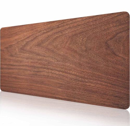 Großes erweitertes Gaming-Mauspad mit genähten Kanten, rutschfeste Gummiunterseite, Mauspad für Büro, Computer, Tastatur, Laptop und Schreibtischunterlage zu Hause, 80 x 30 cm, braune Holzstruktur von Solekla