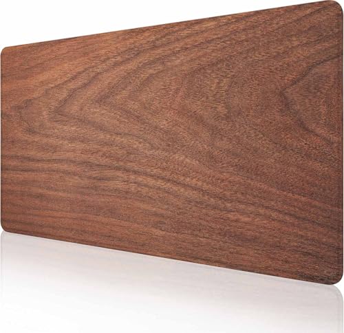 Großes erweitertes Gaming-Mauspad mit genähten Kanten, rutschfeste Gummiunterseite, Mauspad für Büro, Computer, Tastatur, Laptop und Schreibtischunterlage zu Hause, 80 x 40 cm, braune Holzstruktur von Solekla