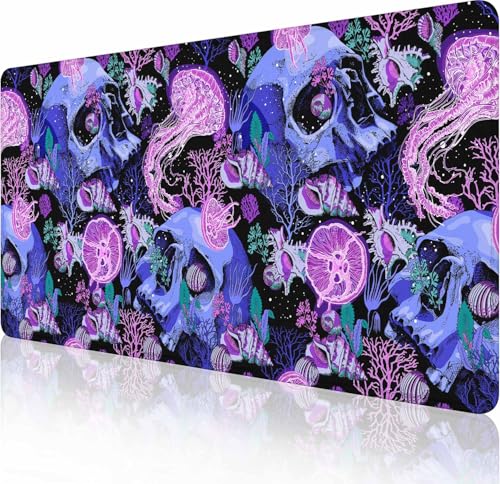 Mauspad Gaming, große XXL-Mauspads, rutschfeste Gummiunterseite, Tastatur-Mauspad, Schreibtischunterlage mit genähten Kanten, 89,9 x 40,9 cm, helle psychedelische Totenköpfe Mauspad Gaming, große XXL-Mauspads, rutschfeste Gummiunterseite, Tastatur-Mauspad, Schreibtischunterlage mit genähten Kanten, 89,9 x 40,9 cm, helle psychedelische Totenköpfe von Solekla