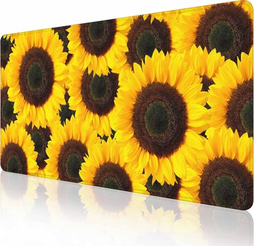 Mauspad Gaming, großes XXL-Mauspad, rutschfeste Gummiunterseite, Tastatur-Mauspad, Schreibtischunterlage mit genähten Kanten, 89,9 x 40,9 cm, gelbe Sonnenblume Mauspad Gaming, großes XXL-Mauspad, rutschfeste Gummiunterseite, Tastatur-Mauspad, Schreibtischunterlage mit genähten Kanten, 89,9 x 40,9 cm, gelbe Sonnenblume von Solekla