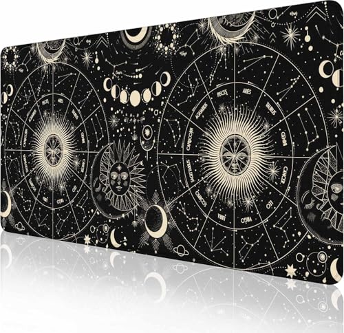 Moon Phases Schreibtischunterlage, Mauspad, große Schreibtischunterlage, Schreibtischunterlage auf Schreibtischen, Laptop, Computer, Tastatur, Mauspad, voller Schreibtisch, Gaming-Mauspad, XXL, 90 x von Solekla