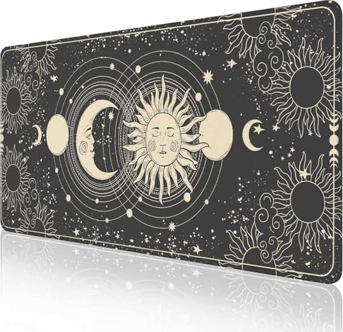 Schreibtischunterlage Mystischer Mond und Sonne, großes Mauspad, Gaming-Mauspad, erweitertes XXL-Tastatur-Pad, 35,4 x 15,78 cm, Laptop, Computer, Maus, Tastatur, Matte für Büro Schreibtischunterlage Mystischer Mond und Sonne, großes Mauspad, Gaming-Mauspad, erweitertes XXL-Tastatur-Pad, 35,4 x 15,78 cm, Laptop, Computer, Maus, Tastatur, Matte für Büro von Solekla