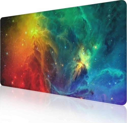 Schreibtischunterlage mit Nebula-Motiv, groß, für Laptop, Computer, Tastatur, Gaming-Mauspad, XXL, 90 x 40 cm, niedliches Schreibtischzubehör von Solekla