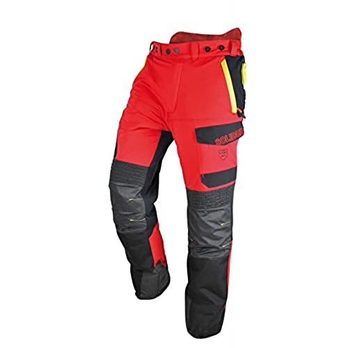 Solidur INPA7P - Infinity - Typ A Klasse 1 - Kettensägenhosen - Für längere Beine (+7Cm) - Außergewöhnlicher Komfort und Schutz - Größe 3XL - Rot von Solidur