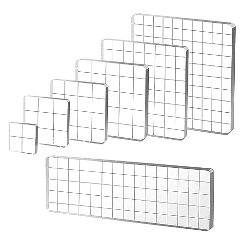 Solimind 7 StüCk Acryl-StempelblöCke, Transparente StempelblöCke AcrylblöCke für Stempelwerkzeuge Set mit Dekorativem Raster von Solimind