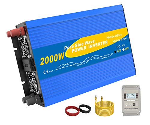 Voltage Converter 2000 W (Peak Power 4000 W) for 12 V to 230 V Inverter Transformer with 2 AC Sockets + Remote Control + LCD von Solinba