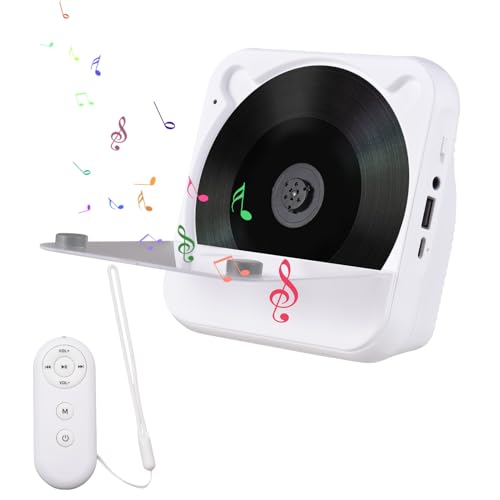 Solinder CD-Player CD-Player mit Fernbedienung BT Tragbarer Desktop-CD-Player für Zuhause LED-Bildschirmanzeige Eingebaute HiFi-Stereolautsprecher FM-Radio/U-Disk/AUX/Repeat Audioformat-Unterstützung von Solinder